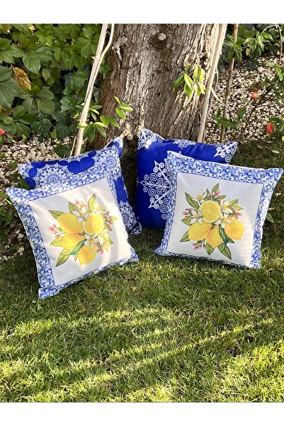 lamoonhome غطاء وسادة بنمط البلاط العرقي والليمون مكون من 4 قطع