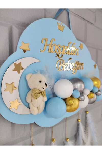 HD Different Kapı Süsü Ahşap Bulut Kapısüsü Bebek Odası Isimlik Strafor Toplu