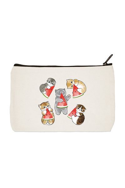 designedfy Karpuzcu Cats Printed υφασμάτινη τσάντα μακιγιάζ, θήκη για στυλό, τσάντα, πορτοφόλι
