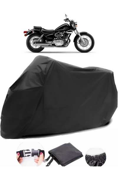 AutoEN Yamaha Virago XV 250 Rear Bag Compatible Black Motorcycle Tarpaulin Wa...