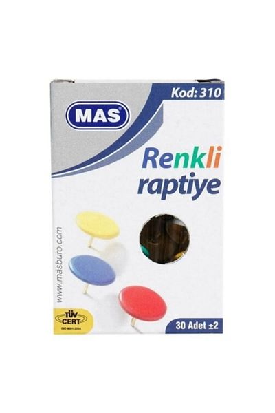 tüftürük Mas 1 Piece of 30 Pvc Coated Colored Pushpins