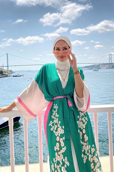 Sawosh Belted Kimono Green