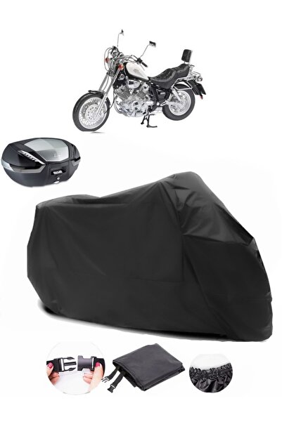 AutoEN Yamaha Virago XV 1100 Rear Bag Compatible Black Motorcycle Tarpaulin Waterproof Durable Fabric