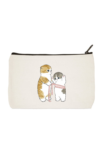 designedfy حقيبة مكياج من القماش المطبوع بحجم القطة، حامل أقلام، حقيبة يد، محفظة