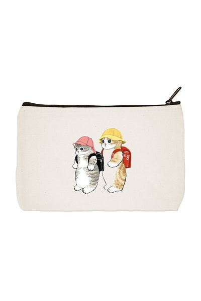 designedfy Schoolboy Cats Printed υφασμάτινη τσάντα μακιγιάζ, θήκη για στυλό, τσάντα, πορτοφόλι