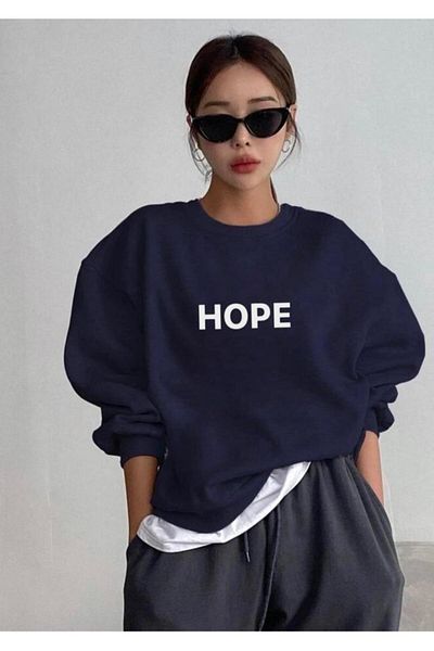 My Blog Dámská mikina s potiskem Navy Blue Hope