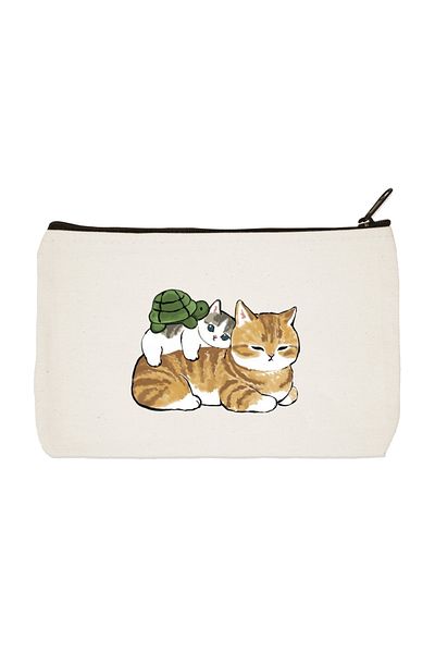 designedfy Sleepy Cat Printed υφασμάτινη τσάντα μακιγιάζ, θήκη για στυλό, τσάντα χειρός, πορτοφόλι