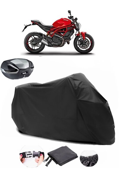 AutoEN Ducati Monster 797 Rear Bag Compatible Black Motorcycle Tarpaulin Waterproof Durable Fabric