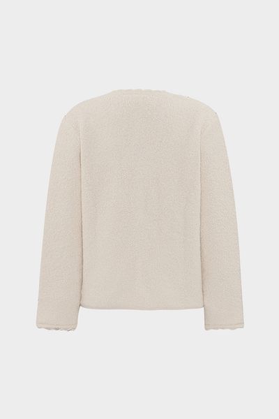 Açelya Okcu Premium Lace Detailed Teddy Women's Wool Knitwear Cardigan with Pockets