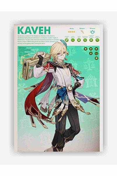 fırsatlar diyarı Genshin Impact Kaveh Gaming Anime Duvar Posteri - Kalın Kağı...