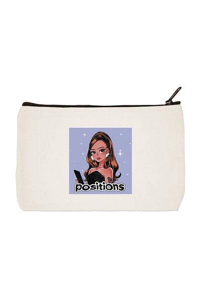 designedfy Έντυπη υφασμάτινη τσάντα μακιγιάζ Ariana Grande Positions, θήκη για στυλό, τσάντα συμπλέκτη