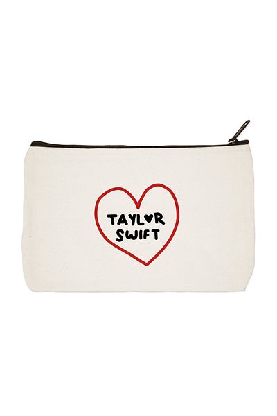 designedfy Taylor Swift Heart Printed υφασμάτινη τσάντα μακιγιάζ, θήκη για στυλό, τσάντα συμπλέκτη