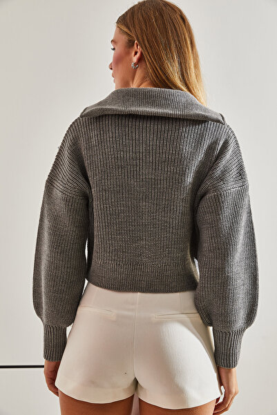 Bianco Lucci Women's Zippered Knitwear Cardigan