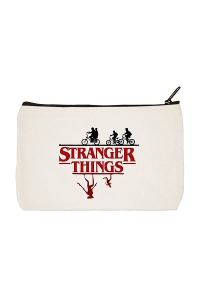 designedfy Stranger Things 3 Printed υφασμάτινη τσάντα μακιγιάζ, θήκη για στυλό, τσάντα χειρός