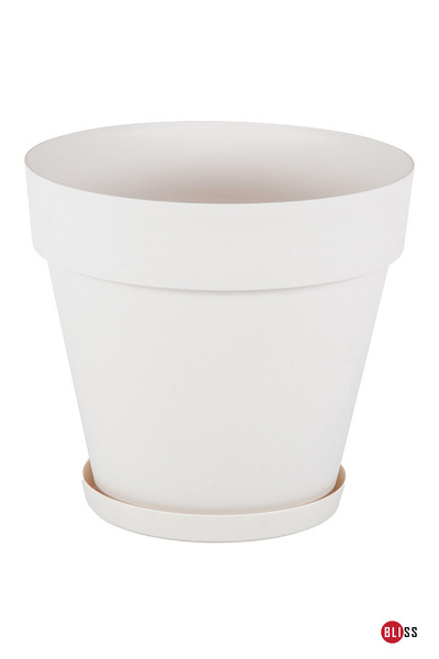 Bliss 23 lt Kırık Beyaz Tabaklı Izgaralı Dekoratif Plastik Yalı Saksı