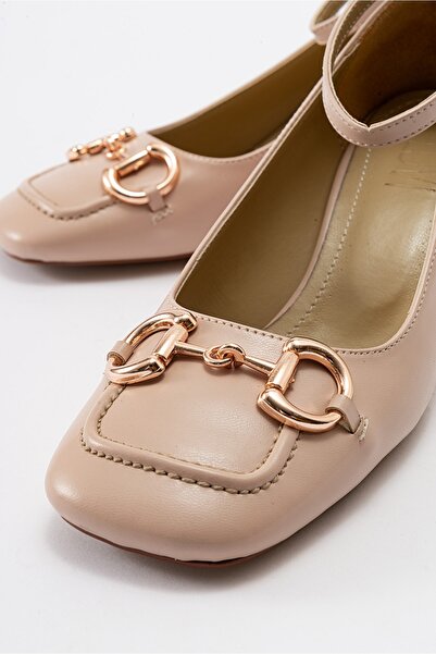 LuviShoes RISUS bézs színű női sarkú cipő