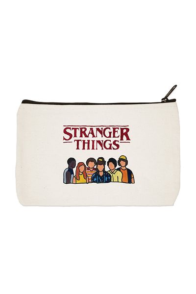 designedfy Stranger Things Printed υφασμάτινη τσάντα μακιγιάζ, θήκη για στυλό, τσάντα χειρός