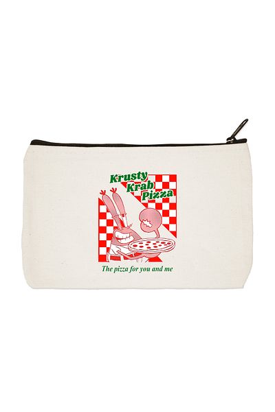 designedfy Krusty Krab Pizza Printed υφασμάτινη τσάντα μακιγιάζ, θήκη για στυλό, τσάντα χειρός
