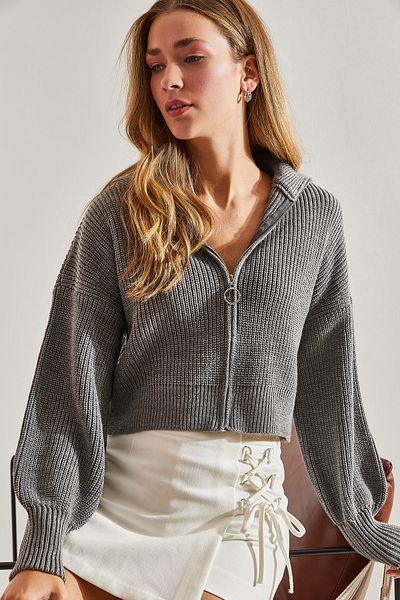 Bianco Lucci Women's Zippered Knitwear Cardigan