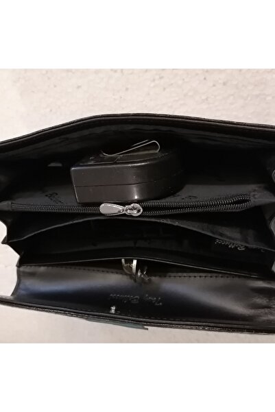 Tony Bellucci Kadın hakiki deri siyah kroko baskı 3 geniş 1 fermuarlı 1 gizli 10 kart gözlü çıtçıtlı cüzdan