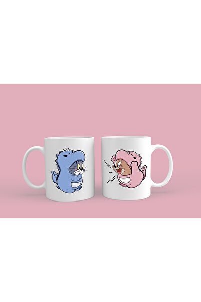 designedfy Tom ve Jerry 2'li Set Baskılı Kupa Bardak
