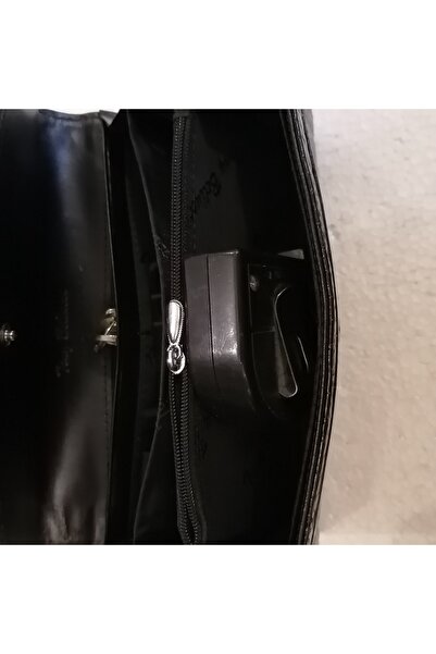 Tony Bellucci Kadın hakiki deri siyah kroko baskı 3 geniş 1 fermuarlı 1 gizli 10 kart gözlü çıtçıtlı cüzdan