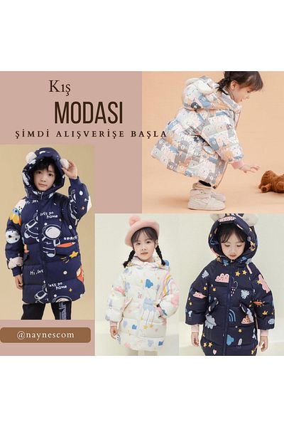 naynes Winter Down Coats for Girl, Hooded Fleece Jacket (110 cm-4 Years / Rainbow Blue)