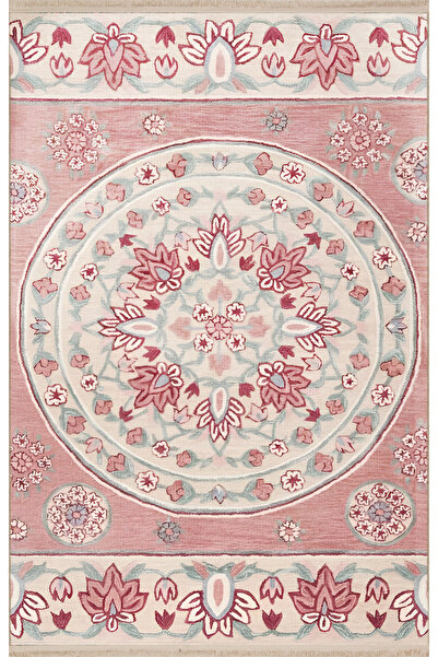 Rugs Modern Halı Pink Themed Flower Rose Patterned Motif Creative Modern Deco...