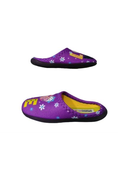 GEZER Girl's Purple-Yellow Love Figured Indoor Ultra Light Non-Slip Sole Girl's Slippers