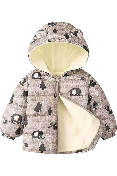 naynes Winter Coats for Babies, Boys and Girls, Hooded Fleece Jacket (90 cm-2 Years / Brown)