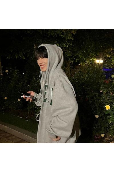 Touz Ζακέτα Lonely Printed Oversize με φερμουάρ γκρι Unisex με κουκούλα