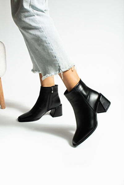 La Limar Cizme cu toc pentru femei Limar 3548 Black Skin Toe Square Toe