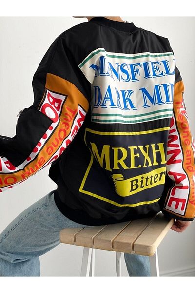La Querta Schwarze Unisex-Bomberjacke „Mansfield Vintage“