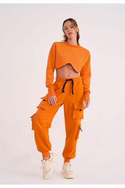La Sarta Flask Women's Orange Trousers with Cargo Pockets