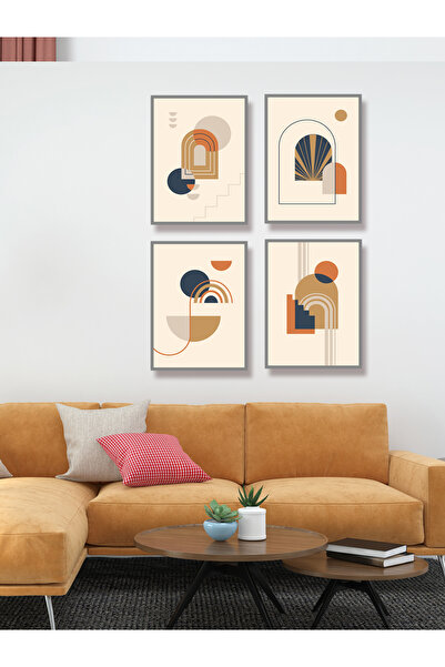 YALOVA SHOP Set de pictură decorativă minimalistă de studiu din 4 piese