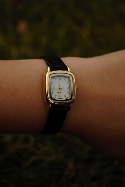QUARTZ Marka Vintage Deri Kordon Kare Klasik Minimal Kol Saati