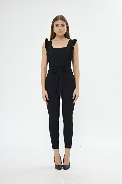 ModaLy Moda Еластична крепова тканина чорного кольору з кишенями та поясом, вузькі штанини