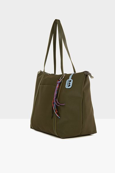 Bagmori Khaki Women's Colorful Tassel Detailed Satin Tote Bag M000008174