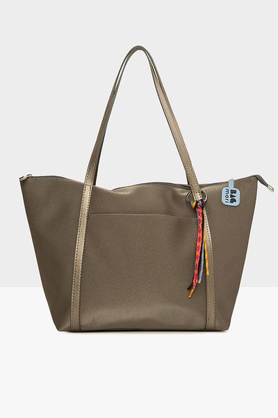 Bagmori Silver Women's Colorful Tassel Detailed Satin Tote Bag M000008174