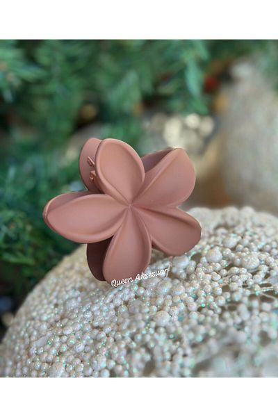 QUEEN AKSESUAR Imported luxury fashion trend matte color chocolate brown aloha lotus flower women's child buckle large size