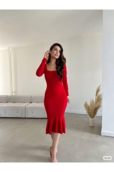 pelinzen فستان نسائي من قماش الكريب المستورد بأزرار على شكل حرف U وتفاصيل كشك...