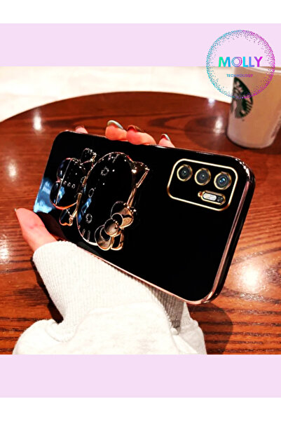 Molly Technology Xiaomi Redmi Note 10 5G İçin Siyah Hello Kitty Standlı Kenar...