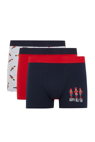 DeFacto Boxershorts mit Neujahrsmotiv, reguläre Passform, 3er-Pack B0560ax23au
