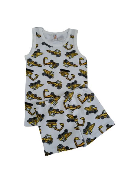 elmas kids Boy's Cotton White Business Vehicle Patterned Athlete Boxer Set