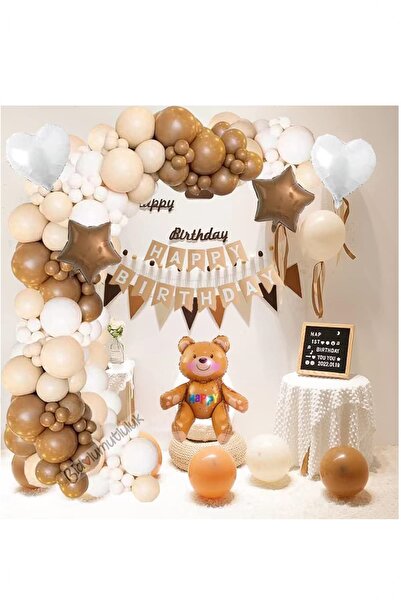 BİDOLUMUTLULUK Ayı Folyo Balon Doğum Günü Seti