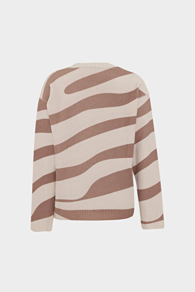 Açelya Okcu Преміум велосипедний комір Геометричний візерунок Жіночий вовняний трикотажний светр