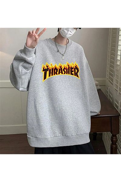 Gofeel Y2k Tech Thrasher εμπριμέ γκρι Unisex φούτερ με λαιμόκοψη GF
