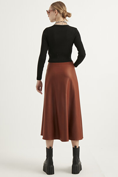 MEECY Γυναικεία δερμάτινη φούστα Mevlana Tan