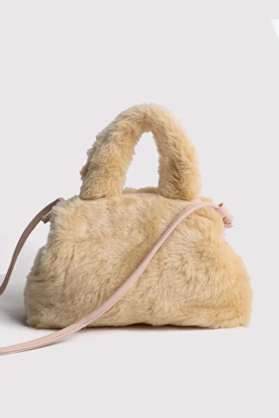 Berlesi Κρεμ βελούδινη τσάντα χειρός και ώμου