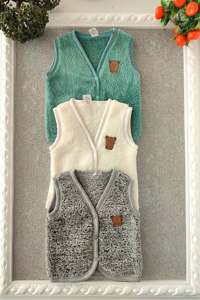dubi baby Unisex Honey Star Welsoft 3-Piece Baby Plush Vest with Snap Fasteners on the Front and Teddy Bear Emblem